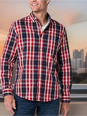 U.S. Polo Assn. Men’s Size XL Red, Blue and White Plaid Button-Down Shirt. NWT